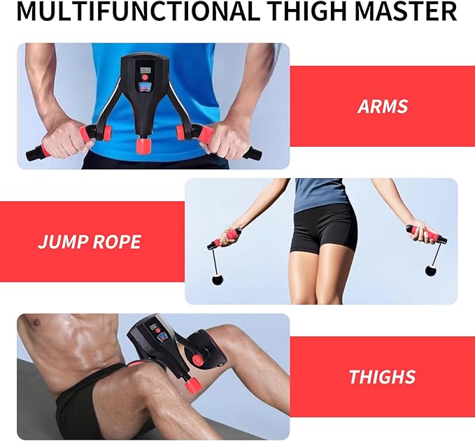 Multi-Function Thigh Master,22-132 lbs Resistance Thigh Trainer Pro with Leg Straps,Handles,Jump Rope,Kegel Trainer Hip Thigh Toner Inner Thigh Exerciser