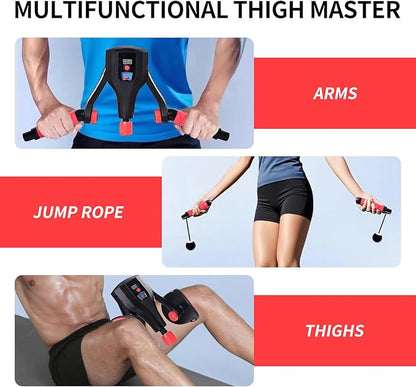 Multi-Function Thigh Master,22-132 lbs Resistance Thigh Trainer Pro with Leg Straps,Handles,Jump Rope,Kegel Trainer Hip Thigh Toner Inner Thigh Exerciser