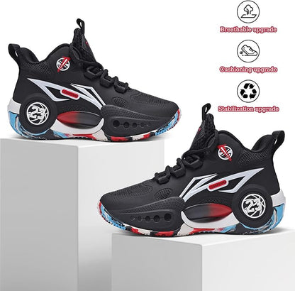 JMFCHI Kids Basketball Shoes High-top Sports Shoes Sneakers Durable Lace-up Non-Slip Running Shoes Secure for Little Kids Big Kids and Boys Girls