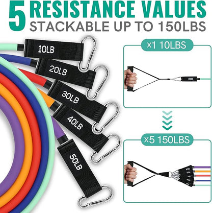 Aihoye Resistance Bands for Working Out, Exercise Bands with Handles, Stretch Bands for Exercise, Workout Bands with Door Anchors for Physical Therapy & Strength Training