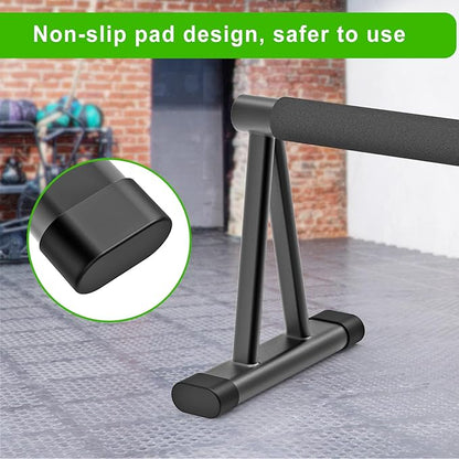 Dolibest Push Up Bar, 12'' High Parallettes Bars with 8 Rubber Feet & Comfortable Handle, Dip Bars with Stable Triangle Base for Calisthenics, Handstand, Gym & Home Exercise, Easy Assembly (600LB)