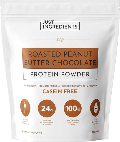 Roasted Peanut Butter Chocolate Protein Powder ??30-Serving Blend with 100% Grass-Fed Whey & Organic Plant Proteins ??Rich Cocoa & Roasted Peanut Flavor ??Supports Muscle Recovery & Energy*