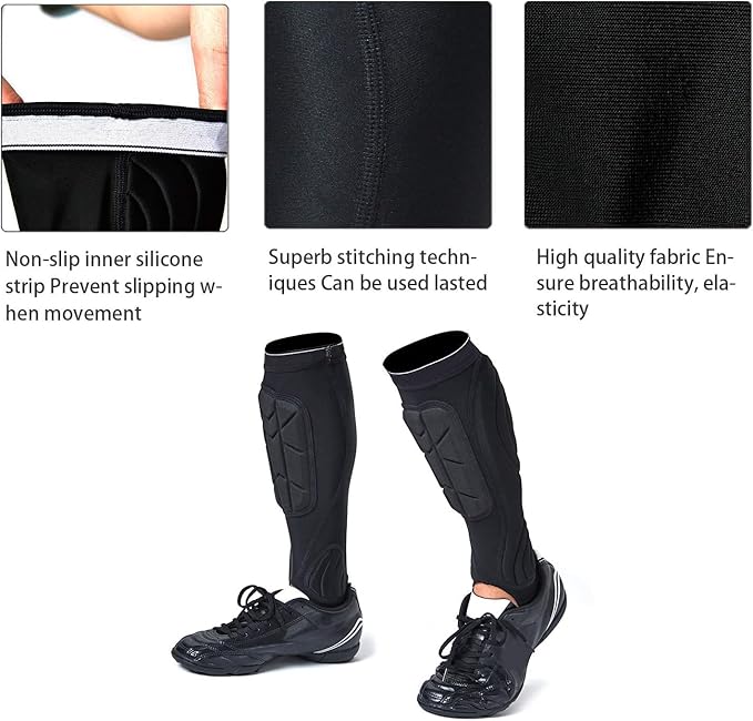 Soccer Shin Guards, Soccer Protective Gear with Calf and Ankle Pads, Shin Guard Pads for Youth and Adult