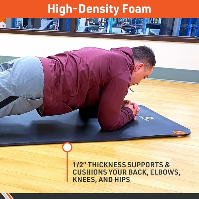 Body Sport Non-Slip Exercise Mat for Men & Women, Thick Foam Surface for Yoga, Pilates, Fitness & Aerobic Workouts