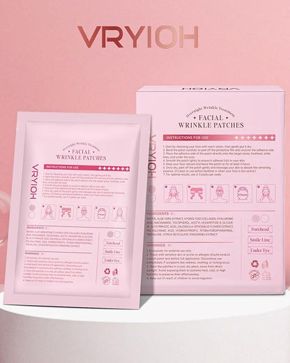 3 IN 1 Forehead, Smile Line & Under Eye Wrinkle Patches, Overnight Facial Wrinkle Treatment with Hyaluronic Acid, Collagen to Lift Lines for Women, 60 Patches
