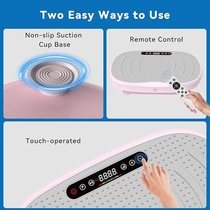 Vibration Plate Exercise Machine, Vibration Plate Platform with Bluetooth & Resistance Bands, Curved Design Full Body Workout Vibration Plate for Weight Loss, Muscle Recovery, Home