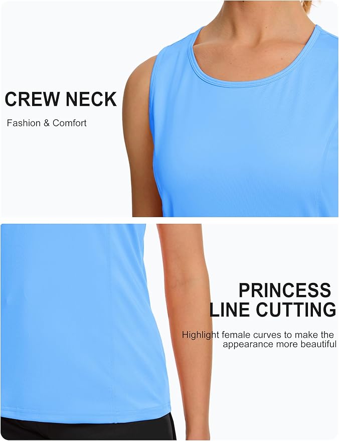 TACVASEN Women's UPF 80+ Workout Tank Top Sleeveless Quick Dry Sun Protection Hiking Athletic Gym Yoga Running Shirts