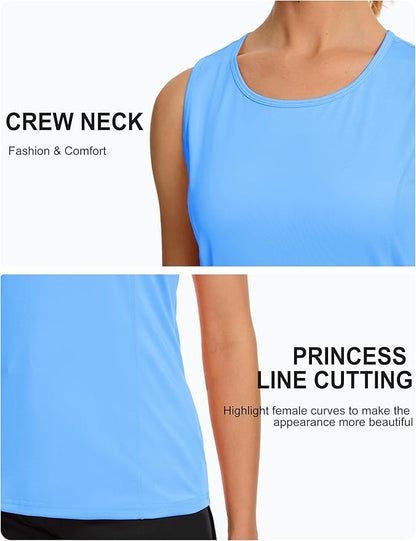 TACVASEN Women's UPF 80+ Workout Tank Top Sleeveless Quick Dry Sun Protection Hiking Athletic Gym Yoga Running Shirts