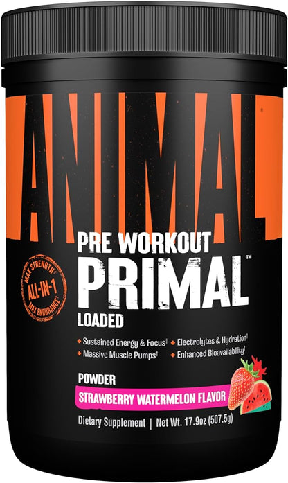 Animal Primal Muscle Hydration + Preworkout Powder ??Contains Beta Alanine, 3DPump, Caffeine & Electrolytes ??Improves Energy, Focus, Endurance & Absorption ??Strawberry Watermelon Flavor, 17.9 oz