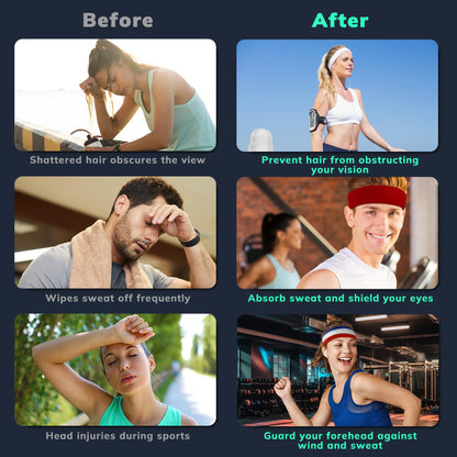 Sweatbands Sports Headband for Men & Women - Terry Cloth Moisture-Wicking Sports Towel Headband for