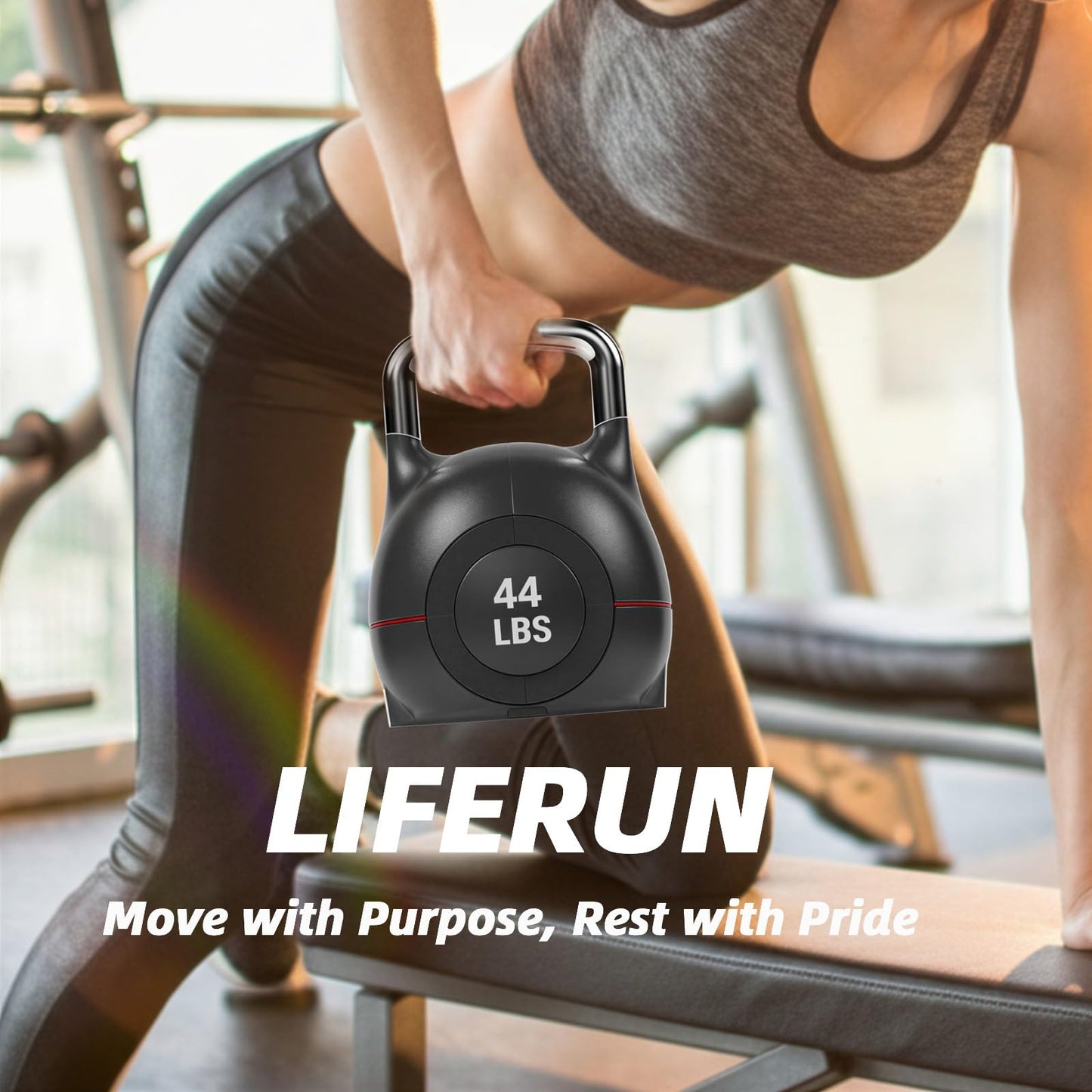 LIFERUN Adjustable Kettlebell Set with 7 Weight Levels, 44 lb