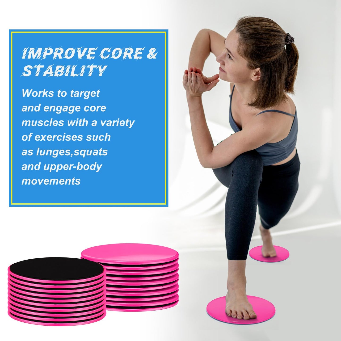 Jenaai 24 Pcs (12 Pairs) Core Sliders Exercise Glider Discs Bulk for Group Training Classes Fitness