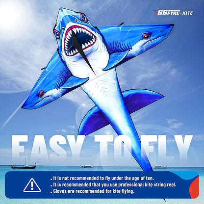 Three Headed Shark Kite for Kids and Adults,Kites for Kids Ages 8-12 Easy to Fly,Single Line Beach and Park Kite for Family Outdoor Games