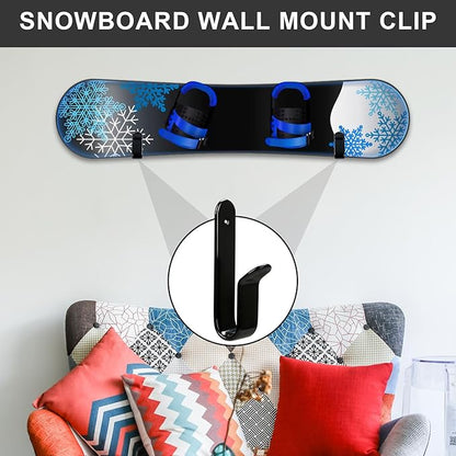 Snowboard Wall Mount Clips, Horizontal Skateboard Wall Mount，Snowboard Display Stand for Room, Garage