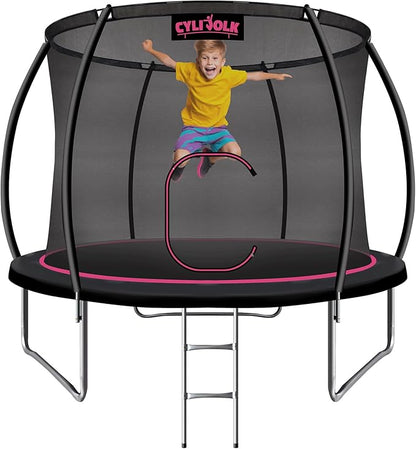 Trampoline for Kids, Heavy Duty Recreational Trampolines Toddler Trampoline with Enclosure Net Ladder Indoor Outdoor Trampoline CPC Approved