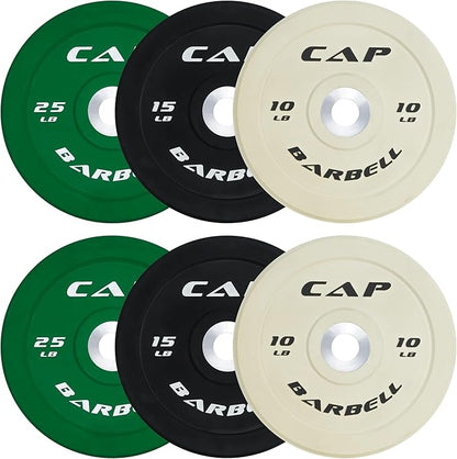 CAP Barbell 2-Inch Olympic Bumper Plate Weight Set | 100-370 lbs | Multiple Options