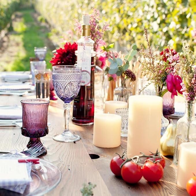 3 Packs Different Sizes Ivory Pillar Candles, Non-Toxic Unscented Dripless Smokeless 3x4, 3x6, 3x8 Inch Plain Cylinder Candles for Wedding, Home Decor, Dinner Table, Party, Power Outage, Emergency