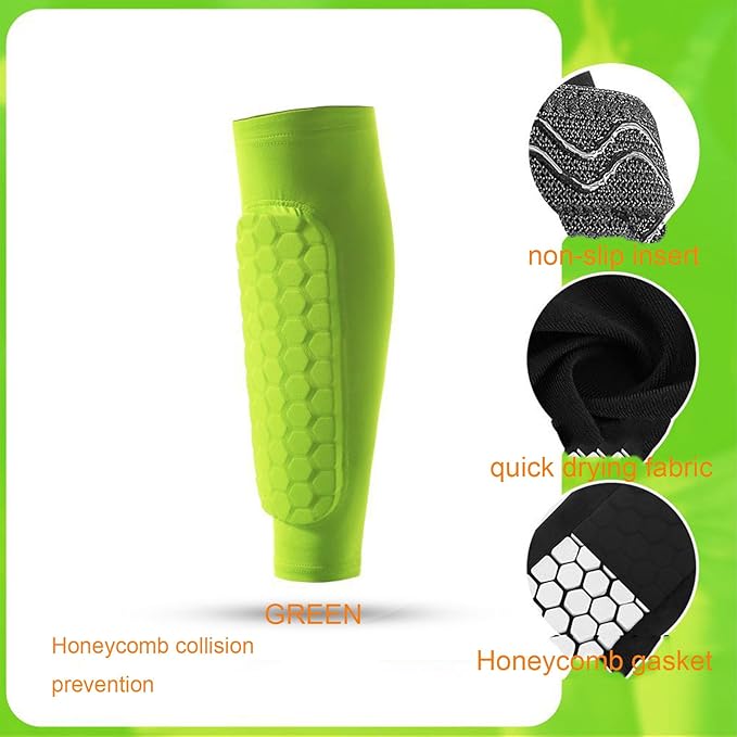 Soccer Shin Guards for Adult, Calf Compression Sleeve with Honeycomb Pads, Lightweight Calf Protective Gear Shin Pads for Football, Baseball, Soccer, Basketball, Running & More