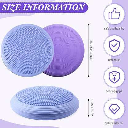 Libima 4 Pcs Wiggle Seat Inflated Wobble Cushion for Sensory Kid 13 Inches Balance Disc Flexible Seating for Classroom Sensory Pad for Chair Wiggle Cushion with Needle Pump