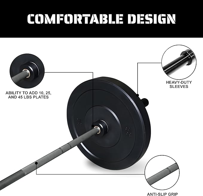 Tribe WOD Olympus Barbell Bar & Weight Bar - Durable, Bend-proof for Men and Women, Multipurpose Cerakote Weightlifting and Powerlifting Barbell for Home and Gym - Maximum Training Adaptability