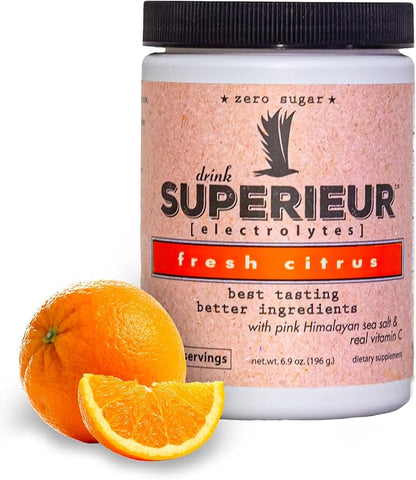 Superieur Electrolytes ??Plant Based Electrolyte Supplement w/Sea Minerals for Hydration & Recovery ??Keto Friendly, Non-GMO, Zero Sugar, Vegan Healthy Sports Drink Powder ??Citrus (70 Servings)