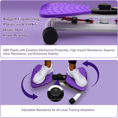 Waist Twister Ab Machine, 330 lbs Capacity, Noiseless Anti-Slip Twist Board with Resistance Bands, Adjustable Tension Knob & Foot Massage, Digital Display Tracks Time, Reps & Calories, Home Core Trainer for Men & Women