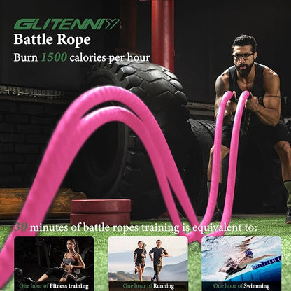 Battle Ropes Pink Workout Rope 1.5inch Battle Ropes for Home Gym 30ft Exercise Ropes for Working Out Heavy Ropes for Exercise Training Weighted Rope Weighted Workout Rope Battle Rope