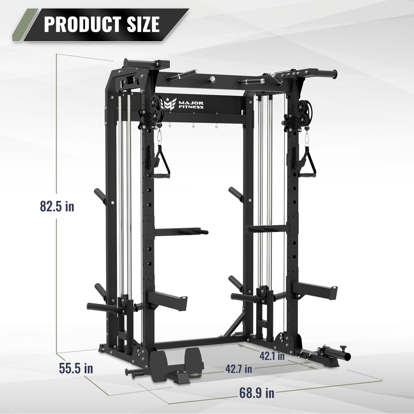 MAJOR FITNESS F22 Power Rack, 1600lbs All-in-One Squat Rack with Cable Crossover, Dual Pulley