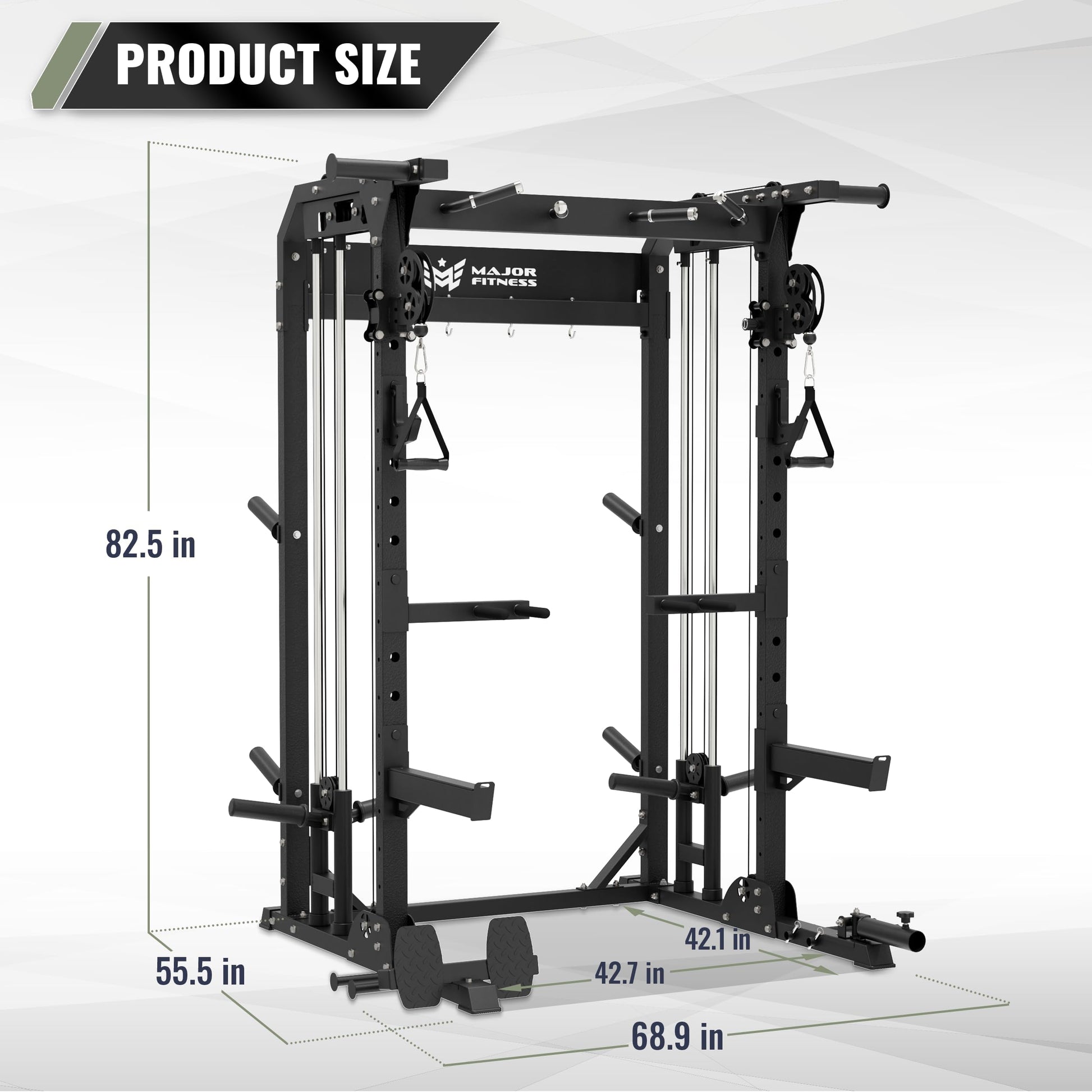 MAJOR FITNESS F22 Power Rack, 1600lbs All-in-One Squat Rack with Cable Crossover, Dual Pulley