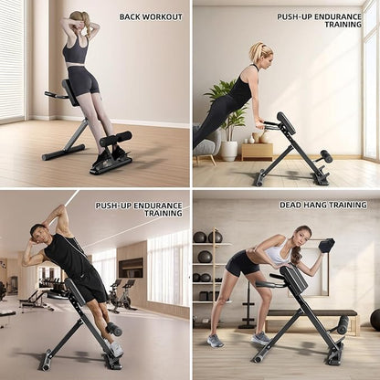 Roman Chair Hyperextension Bench – Adjustable Back Extension Machine for Glutes, Hamstrings & Lower Back – Foldable Multi-Purpose Workout Equipment for Home Gym