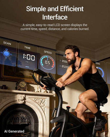 CURSOR FITNESS Exercise Bike, Brake Pad Stationary Bike for Home with Exclusive App, Stationary