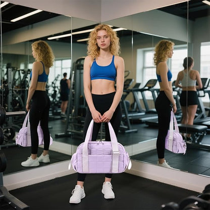 CAMTOP Mini Gym Bag for Women, Small Gym Tote Bag Puffy Quilted Sports Duffel Bag with Wet Compartment and Coin Purse Duffel Bags Dance Yoga Workout Bag