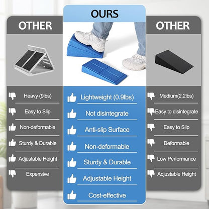 Slant Board Squat Wedge for Calf Stretchingï¼? Pcs 12" x 6.3" Foot Stretcher Balance Board for Plantar Fasciitis, Adjustable Foam Slant Board Wedge Great for Exercises