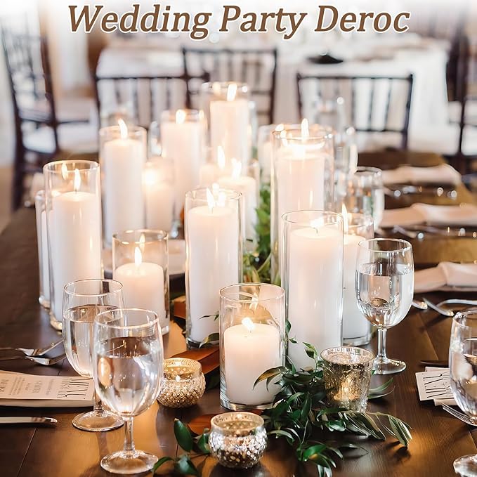 Ivroy Pillar Candles Bulk Set of 36，Hurricane Candlesï¼? Different Lengths 2 x 3/6/8 Inch (12 Each)，Dripless Unscented Smokeless，Gives You a Better Atmosphere When Organizing an Event Party.