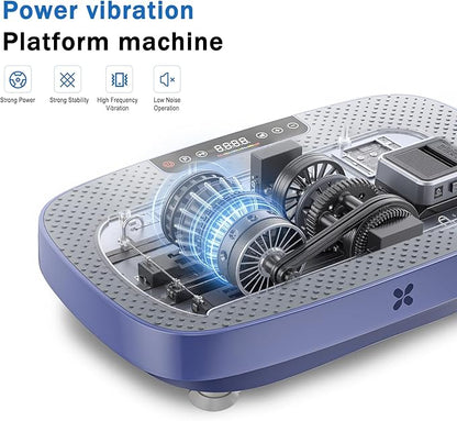 Vibration Plate Exercise Machine, Vibration Plate for Lymphatic Drainage & Body Toning, Whole Body Vibration Plate Platform with Bluetooth, Ultra-Quiet Home Gym Equipment, Resistance Bands