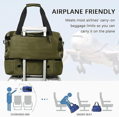 Gym Bag for Men Women, Tactical Travel Duffel bag with Removable Dividers & Shoe Compartment, Weekender Carry on Bag with Toiletry Bag, Overnight Range Bag for Workout Soccer Yoga Gym