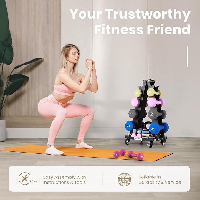 LIONSCOOL Premium Solid Steel Dumbbell Rack Stand Only, A-Frame Portable Weight Storage Organizer with Optional Tray and Wheels, Perfect for Home Gym Fitness Storage (200LBS/300LBS/700LBS Weight Capacity Available)