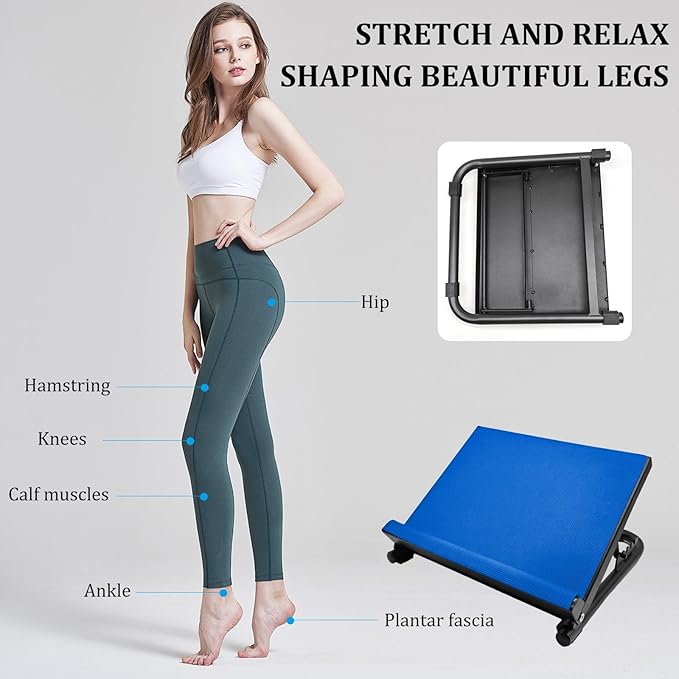 NANSHINE Slant Board for Calf Stretcher Squat, 5-Level Height Adjustable Steel Incline Board Squat Wedge with Non-Slip EVA Mat, Portable Standing Balance Board for Calf Stretching, Flexibility, Ankle Foot, Knees Exercise, Fitness, Physical Therapy