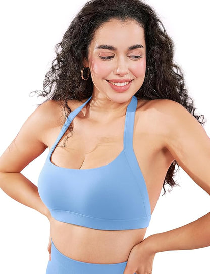 VOYJOY Sports Bras for Women Basic Wireless Bra Crop Workout Yoga Bra Sexy Tank Top