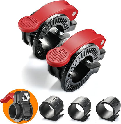 Narrow Barbell Clips 2.5cm Width for Olympic Bars, 0.9-1.18inch Adjustable Weight Clamps, Quick Release Locking Collars for Weightlifting