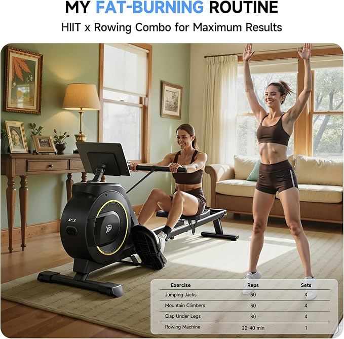 Rowing Machine for Home, 350 LB Capacity, 16-Level Silent Resistance, Magnetic Rowing Machines for Home Foldable, Full-Body Workout Compact Rowing Machine for Cardio & Strength with APP Support