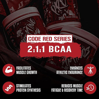 5% Nutrition Code Red Aminos BCAA & EAA Post Workout Recovery Powder | Full Spectrum Essential Amino Acid Complex for Men & Women (Italian Lemon Ice)