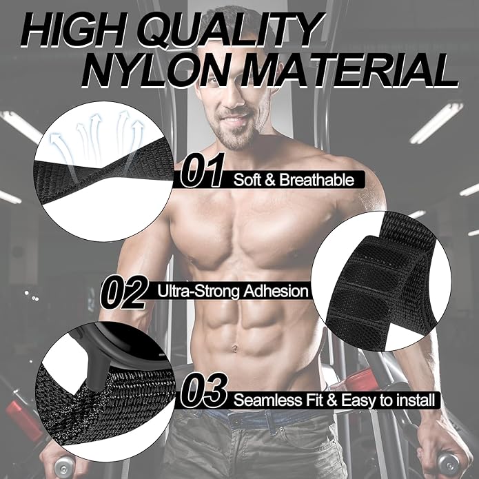 22mm Sport Ankle/Arm Band Compatible with Amazfit Helio, Quick Release Breathable Nylon Bicep Strap Replacement for Garmin Venu 3/Venu 2/Vivoactive 4 & Forerunner 570-47mm/265/255/255 Music