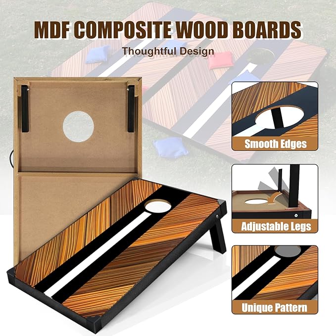 2’x3’ Cornhole Boards Set, Cornhole Outdoor Game Set - Corn Hole Toss Boards Set with 8 Cornhole Bags and 2 Cornhole Boards, Cornhole Sets for Adults Lawn Outside Backyard Games