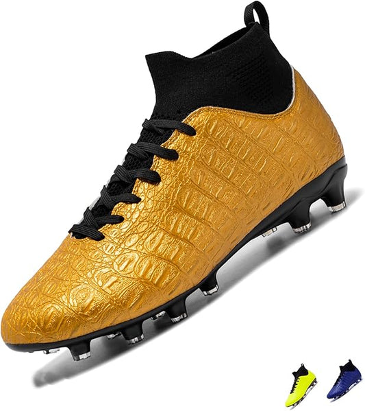 Soccer Cleats High-Top Outdoor Non-Slip Football Shoes Protection Lightweight for Firm Ground Training Breathable Fit (Size 6-13)