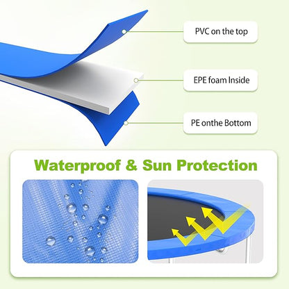 Trampoline Pad, 10ft 12ft 14ft Trampoline Replacement Safety Pad, Waterproof and Tear-Resistant Safety Spring Cover Round Frame Pad