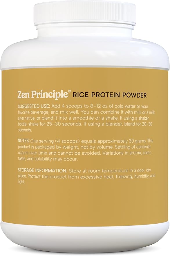 Zen Principle Organic Brown Rice Protein 6 LB. USDA Certified Organic. Unflavored. Non-GMO. Vegan.