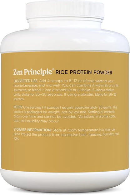 Zen Principle Organic Brown Rice Protein 6 LB. USDA Certified Organic. Unflavored. Non-GMO. Vegan.