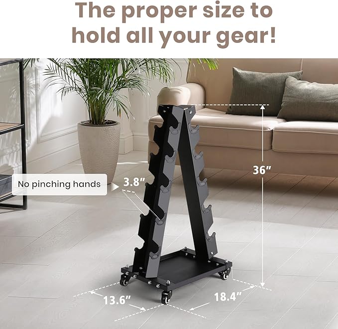 LIONSCOOL Premium Solid Steel Dumbbell Rack Stand Only, A-Frame Portable Weight Storage Organizer with Optional Tray and Wheels, Perfect for Home Gym Fitness Storage (200LBS/300LBS/700LBS Weight Capacity Available)