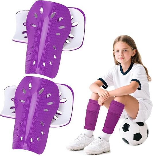 2 Pairs Shin Guards Soccer for Kids,Shin Pads Extra Lightweight Breathable Slide in Shin Guard for Football Training Match Outdoor Activities Protective Slip-in Shin Guards for Boys Girls